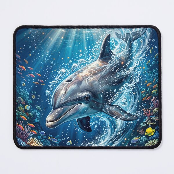 Item preview, Dolphin in Coral Reef - Crystal Blue Sea Art designed and sold by Lucid Dream Pixel.
