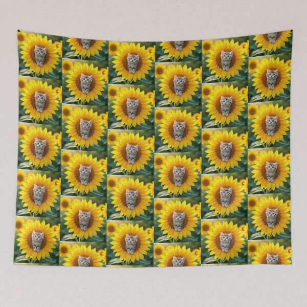 Item preview, Amazing sunflower with a cat on it designed and sold by Maureen1209.