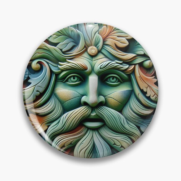 Item preview, Vivid Green Man Celtic Sculpture Medallion designed and sold by Sybille-Yates.