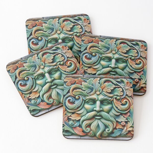Item preview, Vivid Green Man Celtic Sculpture Medallion designed and sold by Sybille-Yates.