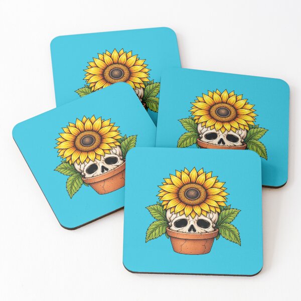 Item preview, Sunflower Skull in a Flower Pot Gothic Botanical Art designed and sold by Feral-Ink.