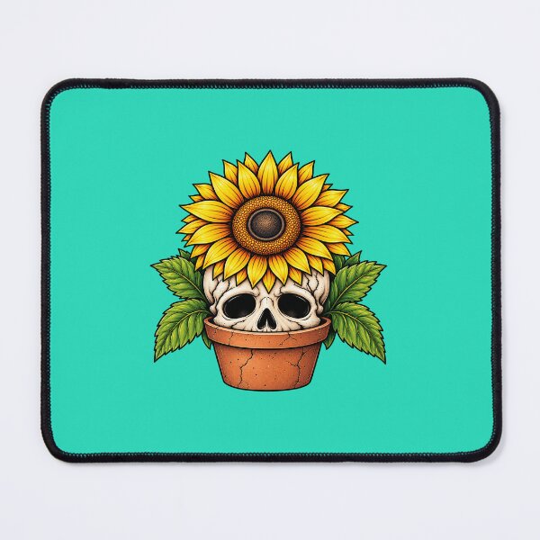 Item preview, Sunflower Skull in a Flower Pot Gothic Botanical Art designed and sold by Feral-Ink.