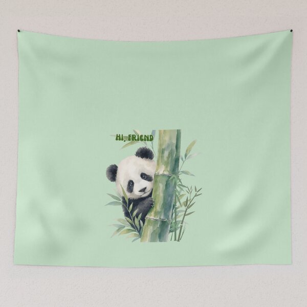 Item preview, panda bear, greeting, bamboo branches. designed and sold by XertHardcore.