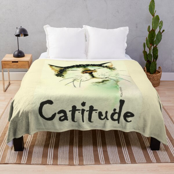 Item preview, Funny Cat face watercolor with the word catitude designed and sold by aswoa.