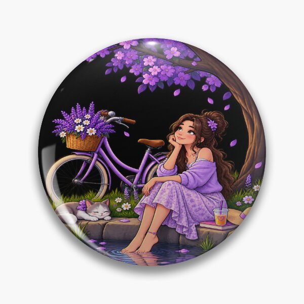 Item preview,  Dreamy Spring Garden Girl with Purple Flowers and Bicycle designed and sold by waikibi ⭐⭐⭐⭐⭐.