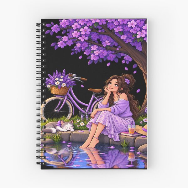 Item preview,  Dreamy Spring Garden Girl with Purple Flowers and Bicycle designed and sold by waikibi ⭐⭐⭐⭐⭐.