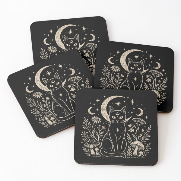 Item preview, Black Cat Moon Magic Crescent Moon Stars Witchy Celestial designed and sold by HYPNK.