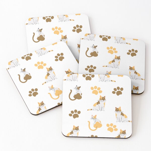 Item preview, Cute Calico Cats and Paw prints seamless pattern designed and sold by serotonin75114.