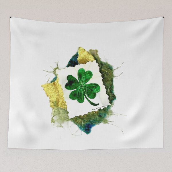 Item preview, Four Leaf Clover watercolor on art papers of green and gold. designed and sold by aswoa.