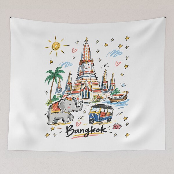 Item preview, Cute Wat Arun Bangkok Sketch Art v2 designed and sold by RamyGallery.
