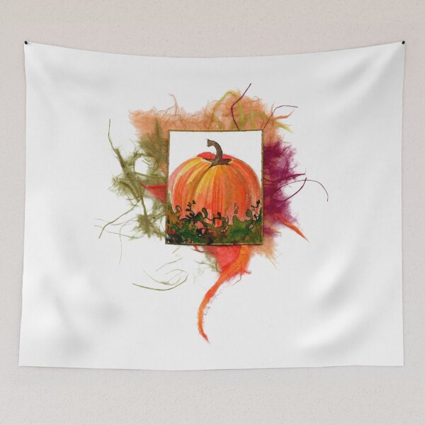 Item preview, Pumpkin watercolor on art papers of green maroon and orange. designed and sold by aswoa.