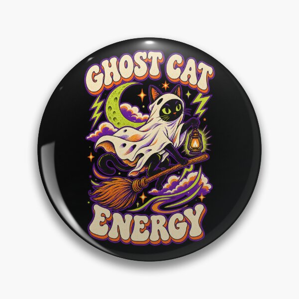 Item preview, Ghost Cat Energy - Psychedelic 70s Halloween Flying Cat designed and sold by StudioSand.