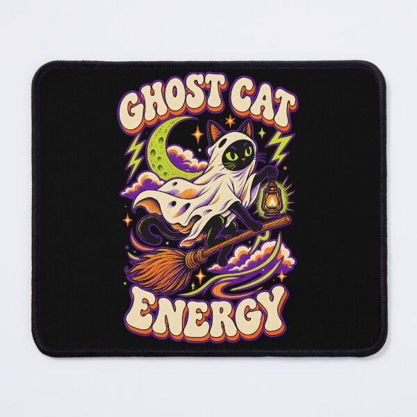 Item preview, Ghost Cat Energy - Psychedelic 70s Halloween Flying Cat designed and sold by StudioSand.