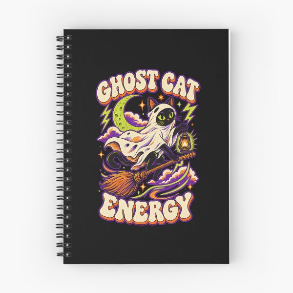 Item preview, Ghost Cat Energy - Psychedelic 70s Halloween Flying Cat designed and sold by StudioSand.