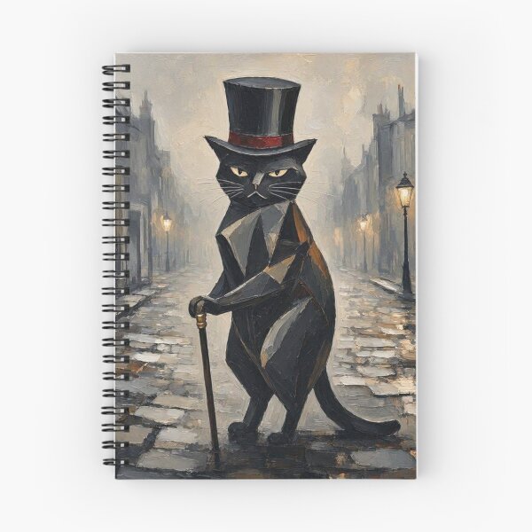 Item preview, Gentleman Black Cat in Top Hat Moody Victorian Street Oil Painting designed and sold by ShieldRockPrints.