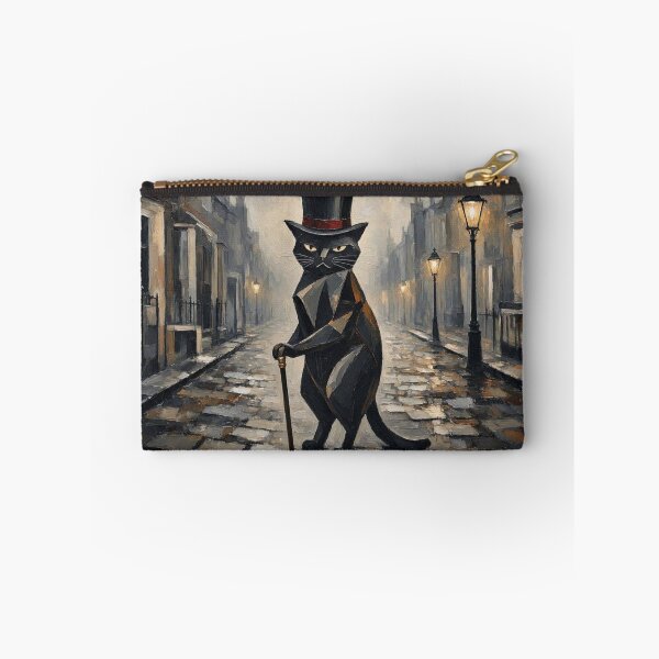 Item preview, Gentleman Black Cat in Top Hat Moody Victorian Street Oil Painting designed and sold by ShieldRockPrints.
