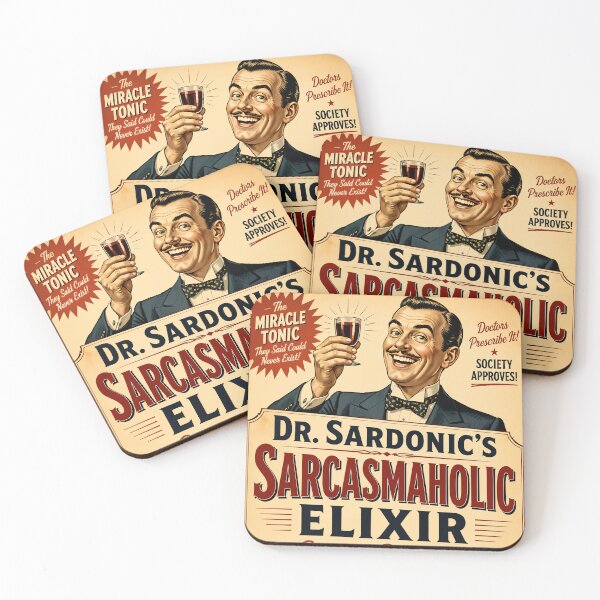 Item preview, Dr. Sardonic's Sarcasmaholic Elixir – Vintage Miracle Tonic Poster designed and sold by GEEK-FACTORY-EU.