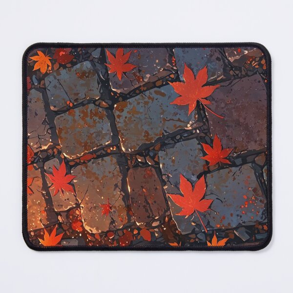 Item preview, Japanese Autumn Maple Leaves on Cobblestone Street — Anime Style Momiji Fall Pattern designed and sold by LYAN-STORE.
