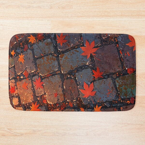Item preview, Japanese Autumn Maple Leaves on Cobblestone Street — Anime Style Momiji Fall Pattern designed and sold by LYAN-STORE.