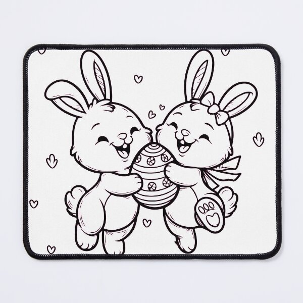 Item preview, Cute Easter Bunnies Holding Decorated Egg – Coloring Page Line Art designed and sold by Carftora786.