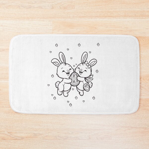 Item preview, Cute Easter Bunnies Holding Decorated Egg – Coloring Page Line Art designed and sold by Carftora786.