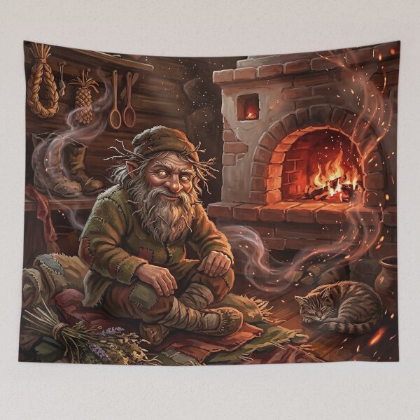 Item preview, Domovoi Gnome - Cozy Cottage Folklore Art designed and sold by Lucid Dream Pixel.