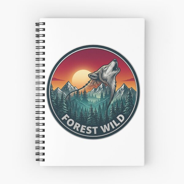 Item preview, Forest Wild Wolf and Mountain Sunset Badge designed and sold by GabeMountainArt.