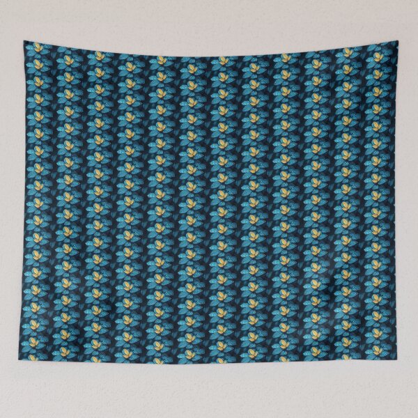 Item preview, Golden Leaves & Blue Water Drops — Nature Aesthetic designed and sold by Vibelynx5.