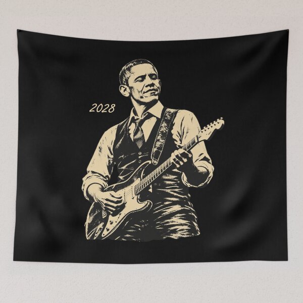Item preview, obama  playing guitar  designed and sold by Starry Night Creative Art.
