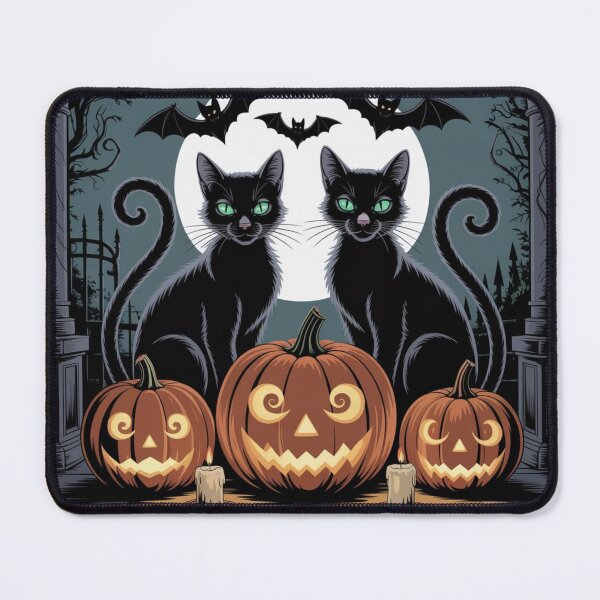 Item preview, Halloween Black Cats and Jack-o'-Lanterns – Spooky Full Moon Night designed and sold by Artxotic Studio.