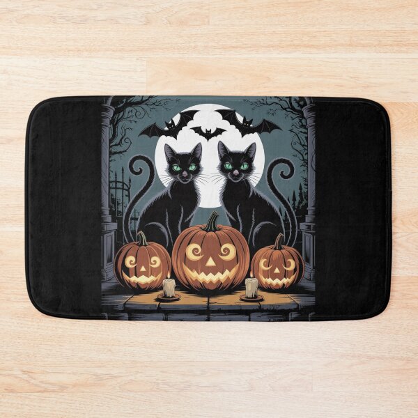 Item preview, Halloween Black Cats and Jack-o'-Lanterns – Spooky Full Moon Night designed and sold by Artxotic Studio.