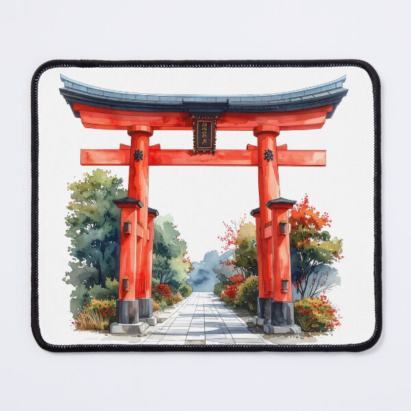 Item preview, Red Torii Gate in Misty Bamboo Forest designed and sold by BetweenForms.
