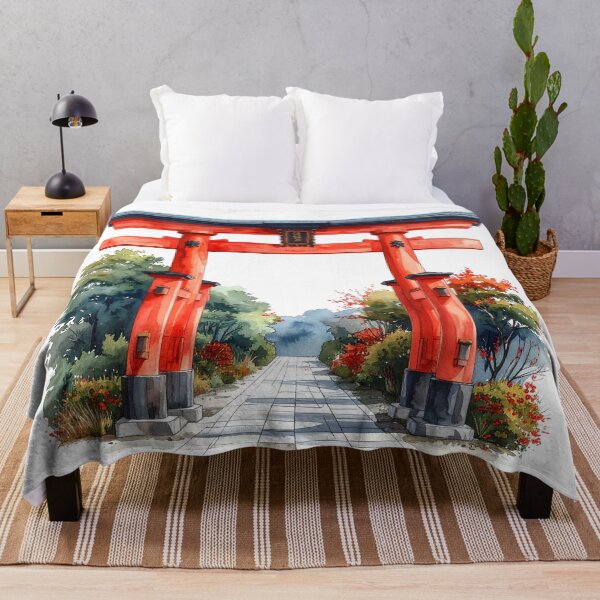 Item preview, Red Torii Gate in Misty Bamboo Forest designed and sold by BetweenForms.