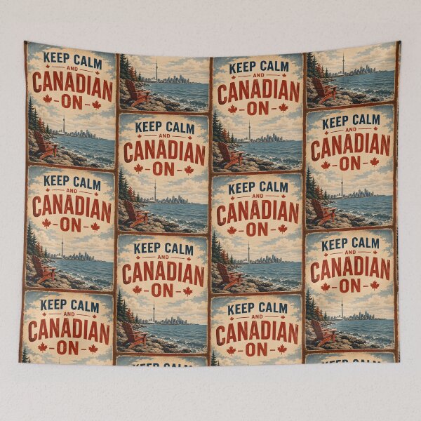 Item preview, Keep Calm and Canadian On Vintage Toronto Skyline Graphic designed and sold by Sybille-Yates.