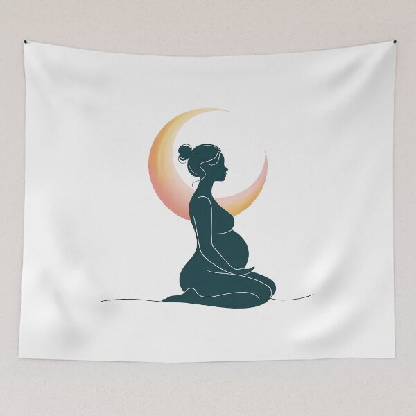Item preview, Crescent Moon Halo Silhouette Prenatal Yoga designed and sold by 108stillness.