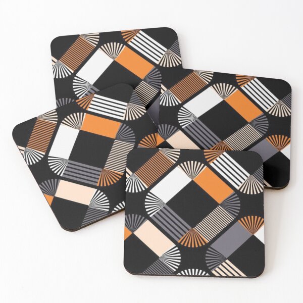 Item preview, Mid-Century Modern Geometric Lattice Pattern — Retro Orange and Charcoal Abstract designed and sold by LYAN-STORE.