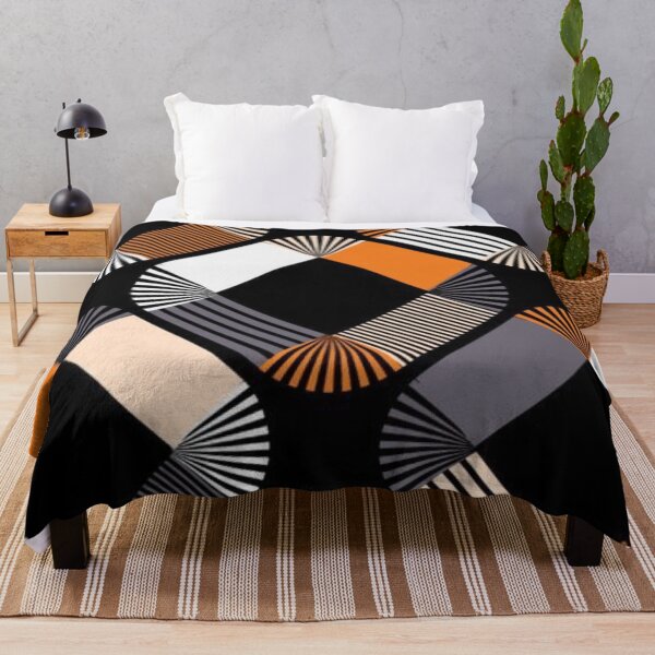 Item preview, Mid-Century Modern Geometric Lattice Pattern — Retro Orange and Charcoal Abstract designed and sold by LYAN-STORE.