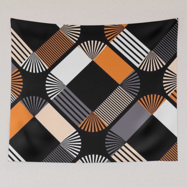 Item preview, Mid-Century Modern Geometric Lattice Pattern — Retro Orange and Charcoal Abstract designed and sold by LYAN-STORE.