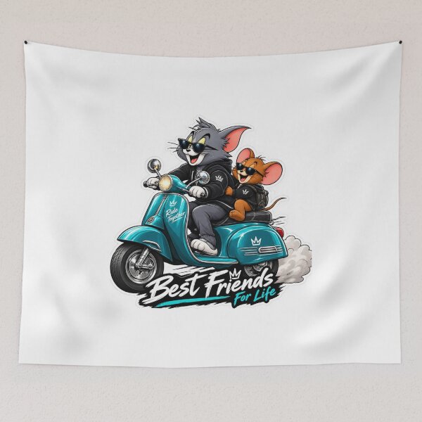 Item preview, Best Friends For Life Tom and Jerry Scooter Riding Sticker designed and sold by PRIME4YOU.