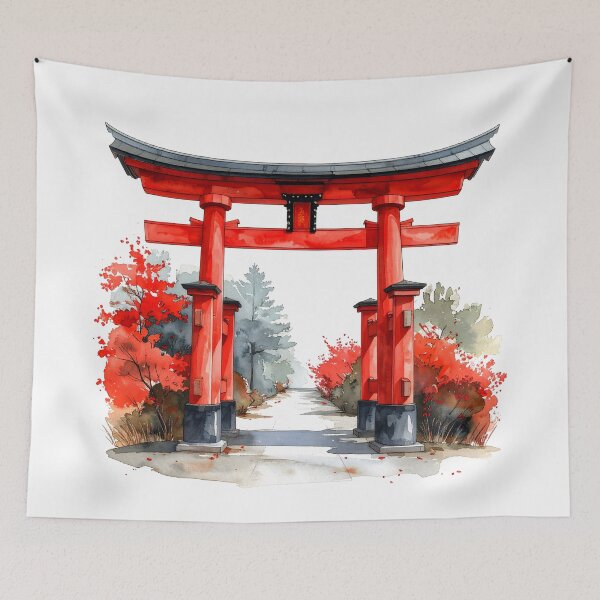 Item preview, Red Torii Gate in Misty Bamboo Forest designed and sold by BetweenForms.