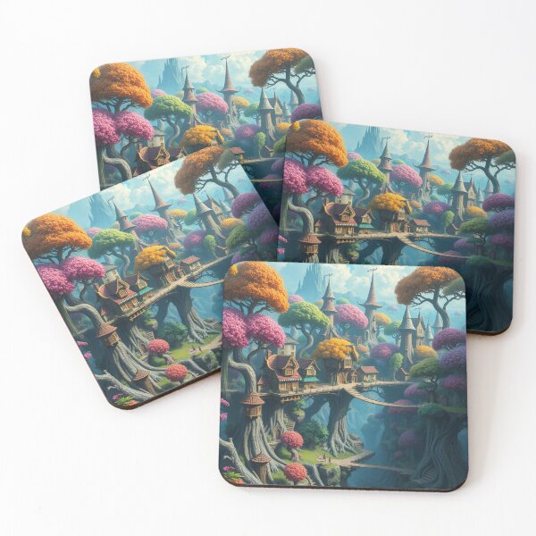 Item preview, village in colorful trees designed and sold by sweetytops.