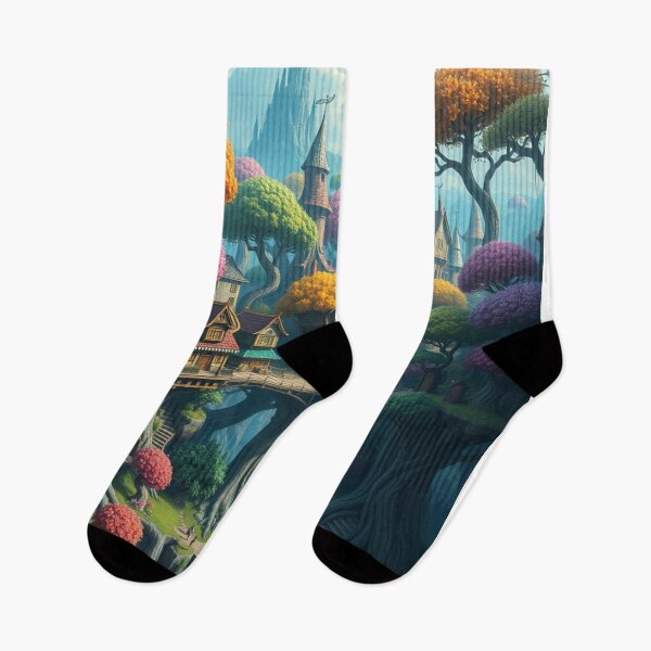 Item preview, village in colorful trees designed and sold by sweetytops.