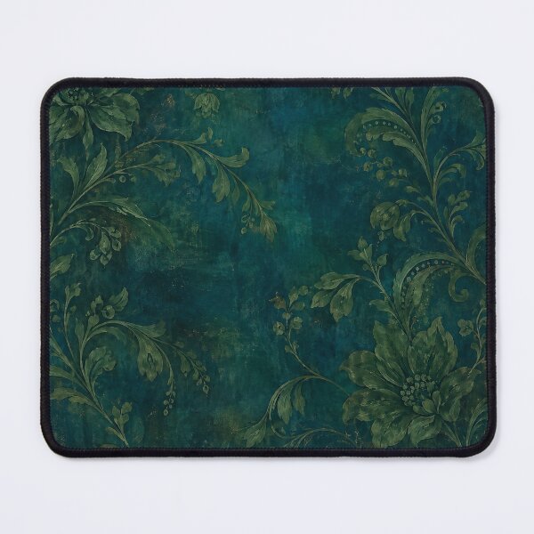 Item preview, Moody Vintage Teal Damask and Antique Gold Floral Pattern designed and sold by RescueHeart10.