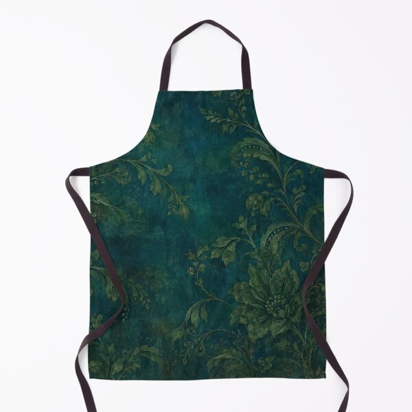 Item preview, Moody Vintage Teal Damask and Antique Gold Floral Pattern designed and sold by RescueHeart10.