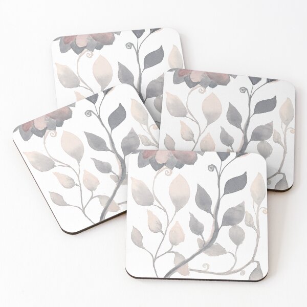 Item preview, Gray and Pink Watercolor Floral Botanical Art designed and sold by FaireWaveArt.