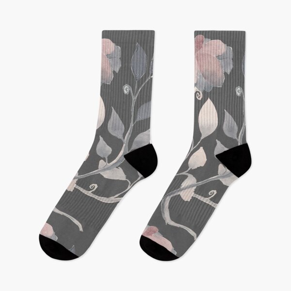 Item preview, Gray and Pink Watercolor Floral Botanical Art designed and sold by FaireWaveArt.