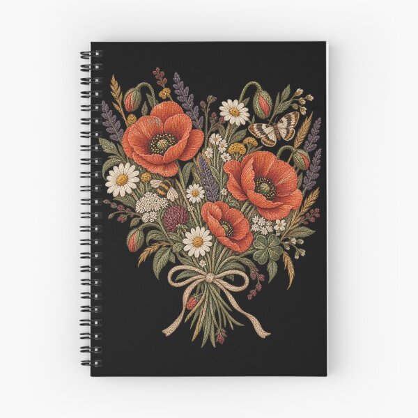 Item preview, Embroidered Wildflower Poppy Bouquet designed and sold by 966 A.D..