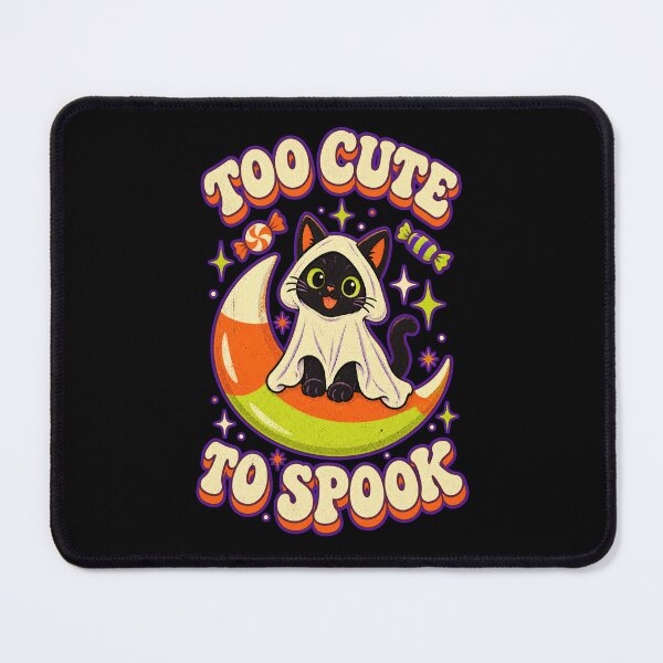 Item preview, Too Cute To Spook - Vintage Halloween Ghost Cat on Candy Corn Moon designed and sold by StudioSand.