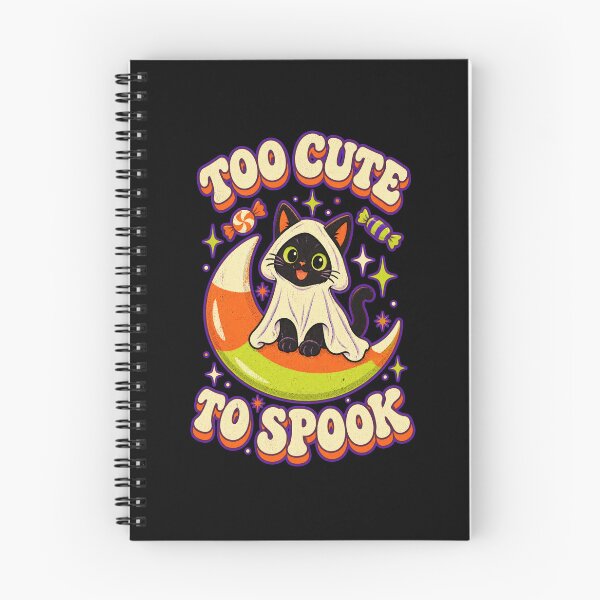 Item preview, Too Cute To Spook - Vintage Halloween Ghost Cat on Candy Corn Moon designed and sold by StudioSand.