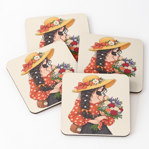 Item preview, Floral Sun Hat Woman with Flower Bouquet – Cottagecore Spring Garden Style designed and sold by waikibi ⭐⭐⭐⭐⭐.